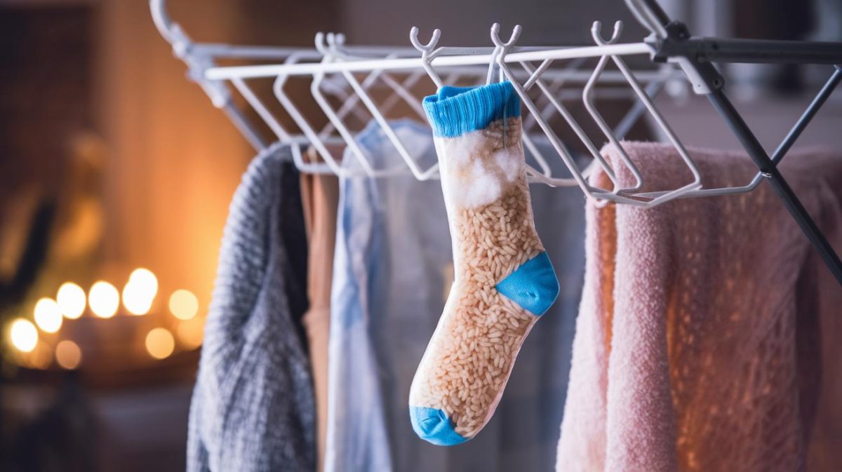 Optimisez le séchage de votre linge avec une chaussette remplie de riz cet hiver